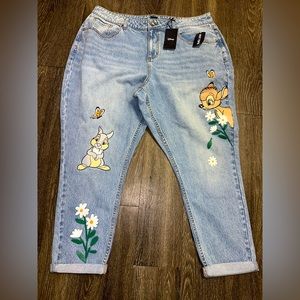 Disney Bambi & Thumper Mom Jeans Plus Size
